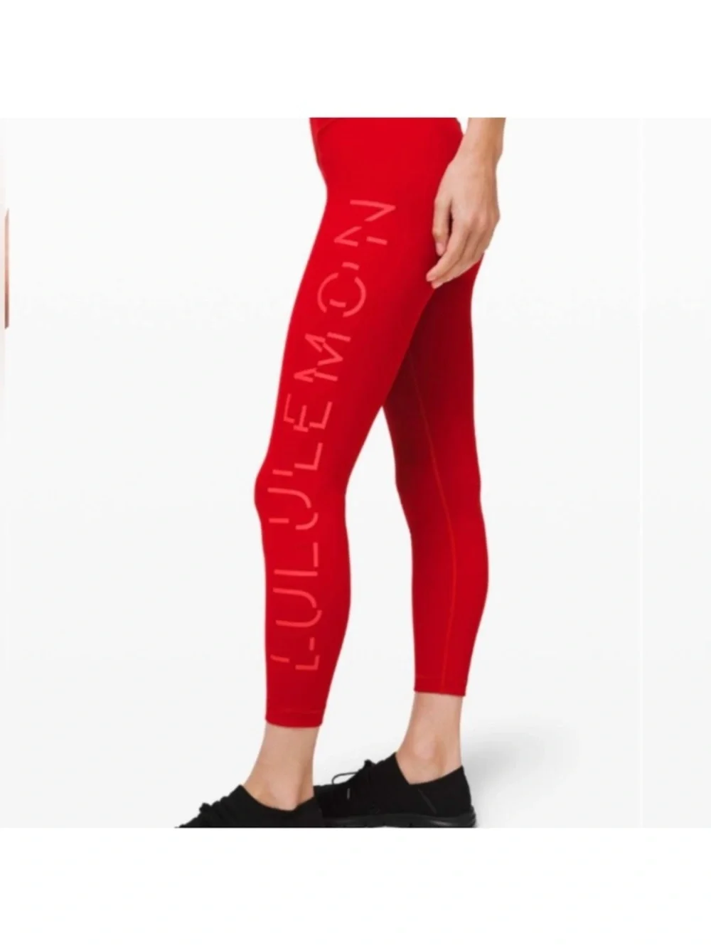 Lululemon Wunder Under Leggings Red Sz 4 High Rise Athletic Logo Leggings - Picture 1 of 5
